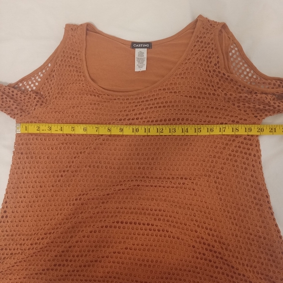 Casting Size Large Orange Long sleeve Top Mesh cold shoulder - Picture 7 of 8